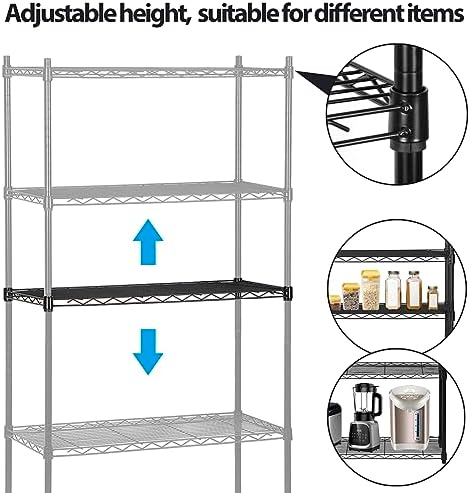 ZENY Wire Shelving Unit, 5-Shelf Adjustable Metal Shelf Organizer, Heavy Duty Wire Rack Storage Shelving Unit for Restau