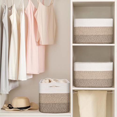 Baskets for Organizing,Storage Baskets,3 Pack Baskets for Shelfves,15"×10"×9" Woven Basket,toy storage bins,bins for organization