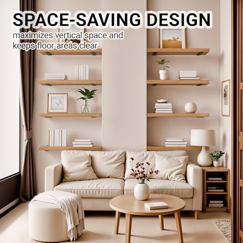 SKYSEN 4 Pack 6" Floating Shelf Bracket, Shelves Brackets, Wood Shelving Brackets Hardware - Heavy Duty - 4/6/8/10/12 in