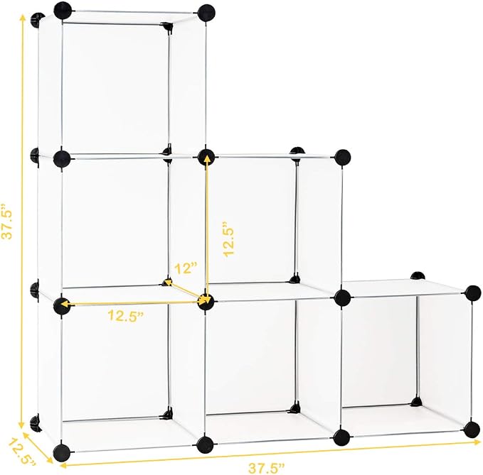 Tangkula 6 Cubes Storage Organizer, DIY Plastic PP Closet Cabinet w/Rustproof Steel Frame, Portable DIY Modular Storage System w/Hammer for Toys, Books, Shoes Indoor Use