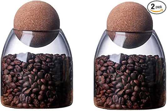 Glass Jar with Wood Lid Ball Jar Small Food Storage Container Clear Candy Jars Canister Sugar Coffee Tea Beans Spice Salt Storage 2 PSC 500 ML