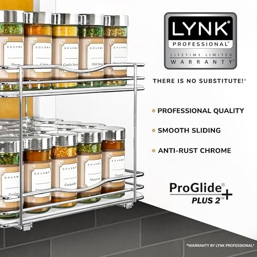 LYNK PROFESSIONAL® Pull Out Spice Organization for Cabinets - 10-3/8 inch Wide – Spice Rack for Inside Cabinets, Slide O