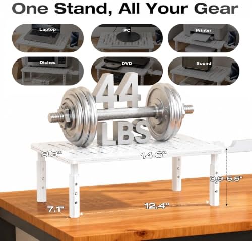 Computer Monitor Stand Riser for Desk, 3 Height Adjustable PC Laptop TV Desktop Monitor Stand Shelf, Metal Printer Table