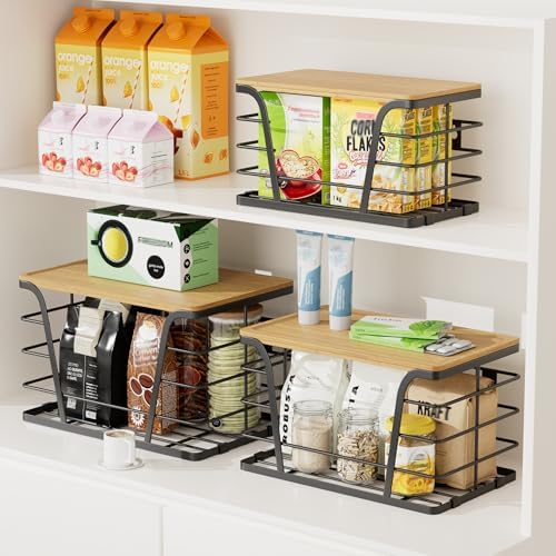 TIDIIABODE 3 Pack Stackable Pantry Organizer, Trash Bag Dispenser Under Sink, Kitchen Organization and Storage, Kitchen 
