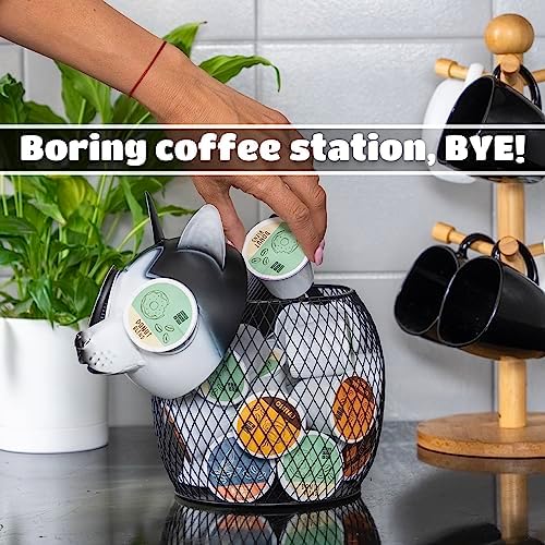 Made Easy Kit Coffee Pod Organizer - Home Coffee Bar Functional Décor - Café Station Countertop Storage Accessories (Hus