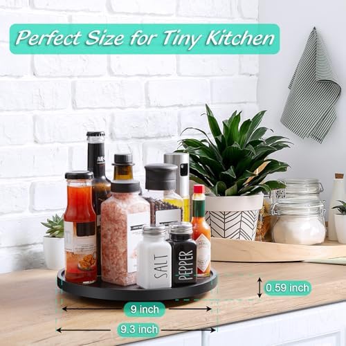 9" Wood Lazy Susan Turntable Organizer, Lazy Susan for Table Top Cabinet Dining Pantry Countertop Cupboard Organization,
