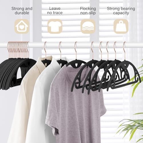 Velvet Hangers Felt Clothes Hangers 30 Pack Black Grey/18 XL
