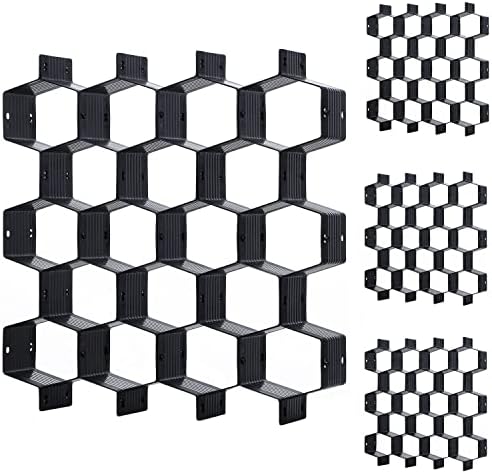 Honeycomb drawer organizer and divider, underwear, socks, tie sorter, office supplies and sundry sorting 32 pieces (Black)