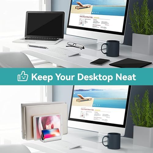 Vertical Laptop Stand, 3-Slot Vertical Laptop Stand Holder,Adjustable Dock Size,3 in 1 Design Space-Saving Laptop Holder