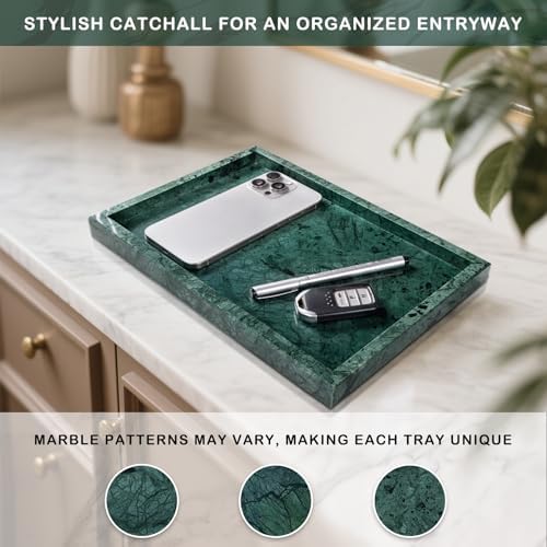 Marble Bathroom Tray for Countertop & Home Decor, Natural Decorative Marble Tray for Jewelry & Perfume Organizer, Luxury