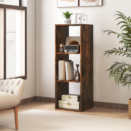 Tangkula 3-Cube Bookcase, 4-Tier Bookshelf with Open Compartments, Freestanding Cube Storage Organizer with Anti-Topplin