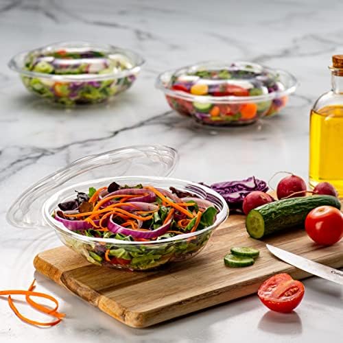 GUSTO [18 oz. - 50 Count Clear Plastic Salad Bowls with Lids, Disposable Salad Containers - Perfect for Takeout, Salads, and Meal Prep (Formerly Comfy Package)