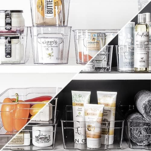 BINO | Stackable Storage Bins, Small - 4 Pack | The Stacker Collection | Clear Plastic Storage Bins | Organization and S
