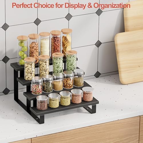 Boulphia 2 Set Black Cologne Organizer for Men, 12 Inch Cologne Stand 4 Tier Perfume Organizer for Dresser, Versatile St