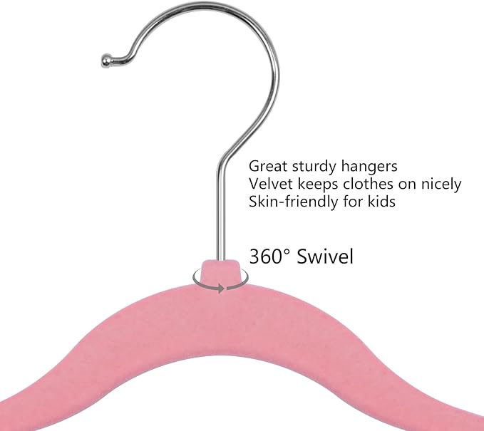 GoodtoU Kids Hangers Velvet Baby Hangers Non Slip Pink Toddler Infant Hanger 20 Pack Baby Clothes Hanger for Closet