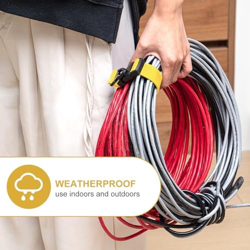 6 Pack Adjustable Extension Cord Holder Straps,Yellow