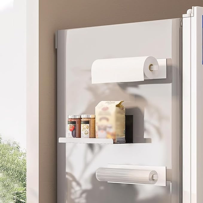 WAYUTO Magnetic Fridge Shelf, Metal Refrigerator Organizer Shelf with Strong Magnets for Kitchen, Locker, Office and Whiteboard Storage, Black
