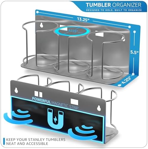 Sorbus Magnetic Cup Holder for Fridge, 3-Cup Organizer (Silver, 1 Pack)