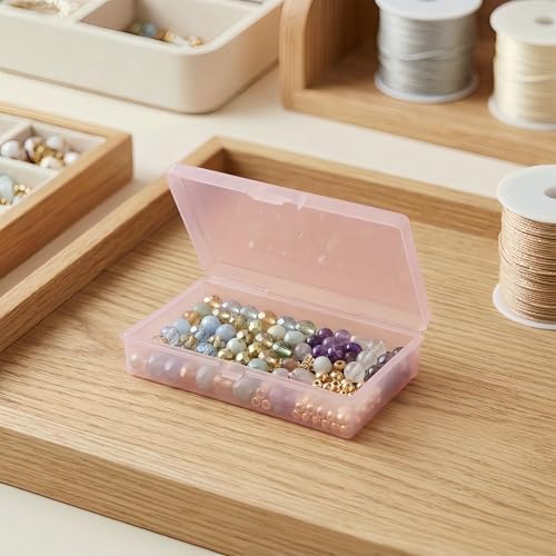 LJY 12 Pink Rectangular Plastic Boxes, 5.3 x 3.1 x 1.2 in for Card Making
