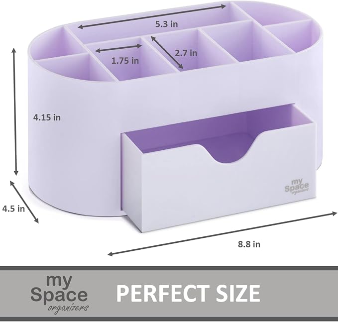 My Space Organizers Lavender Desk Organizer for Office Supplies and Desk Accessories - Pen Holder Desktop Organization for Room College Dorm Home School (White Lavender)
