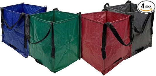 DURASACK Heavy Duty Storage Tote Bag 22-Gallon Rugged Woven Polypropylene Moving Bag, Reusable Self-Standing Design, Holds up to 500 Pounds, Pack of 4, Multicolored