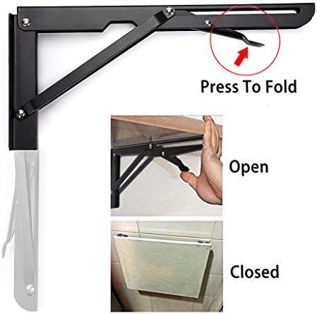 Sumnacon Sturdy Folding Shelf Brackets - Heavy Duty Metal Triangle Table Bench Folding Shelf Brackets, 2 Pcs Folding She