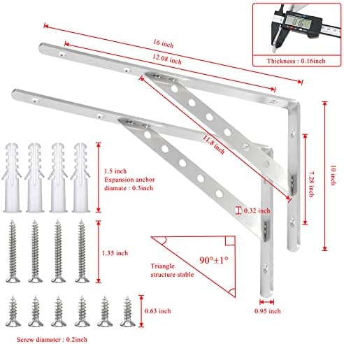 Solid Shelf Brackets 16 Inch, L Brackets Heavy Duty Shelf Brackets