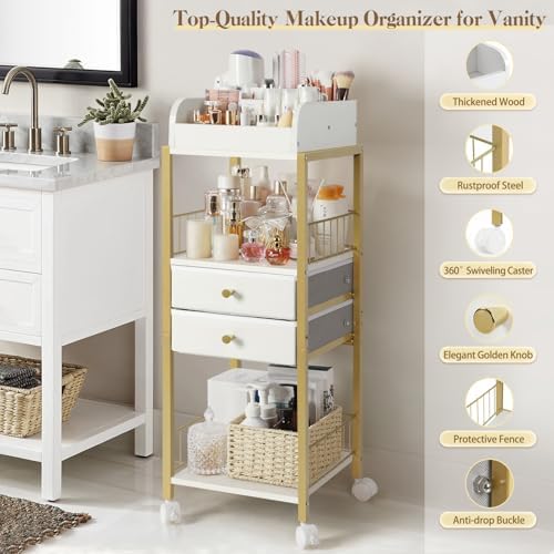 Makeup Organizer, Floor Skincare Organizers Make Up Organizers and Storage with Drawers, Vanity Organizer Cosmetics Disp