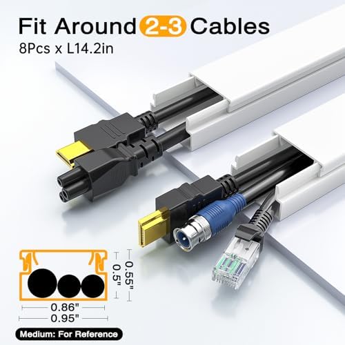 Delamu Cord Covers for Wires on Wall, 113.4in TV Cord Hider, Self-adhesive Cable Hider Cable Cover Raceway, Paintable Wi