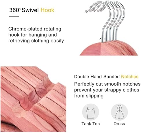 TOPIA HANGER American Red Cedar Wooden Clothes Hangers for Closet 18 Pack