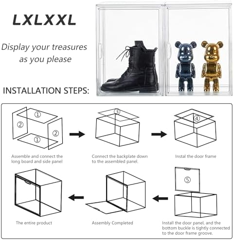 LXLXXL Acrylic Box Display Case, 5-Pack XL Stackable Storage Bins with Lid