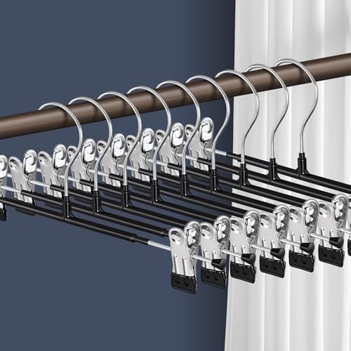 14 Inch Pants Hangers with Clips Skirt Hangers 60 Pack, Black