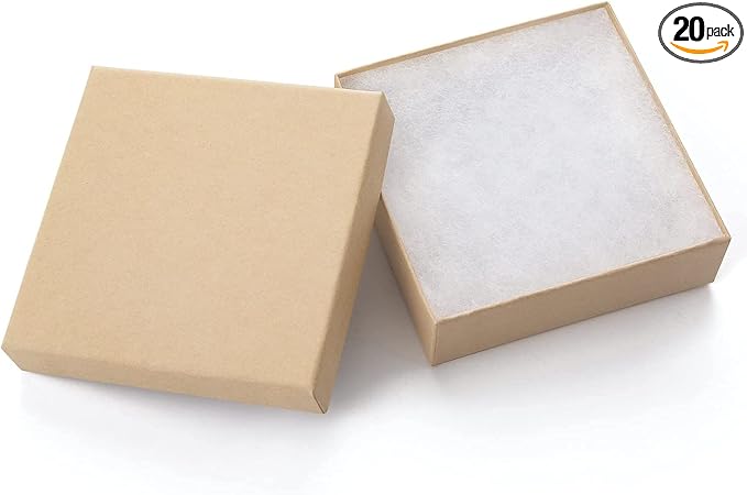GEFTOL Jewelry Gift Boxes 20 Pack 3.5x3.5x1 Inch Cardboard Jewelry Boxes,Small Gift Boxes for Jewelry Earrings Necklaces Handmade Bangles Bracelets(Brown)