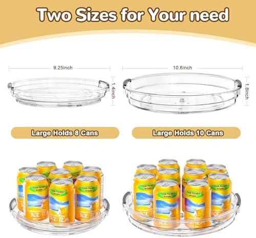 INCOSTAR Lazy Susan 2 Pack, 10.6 Inch Clear Turntable for Kitchen Cabinet