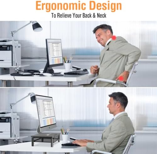ELIVED 2 Pack Monitor Stand Riser with Metal Drawer, 3 Height Adjustable