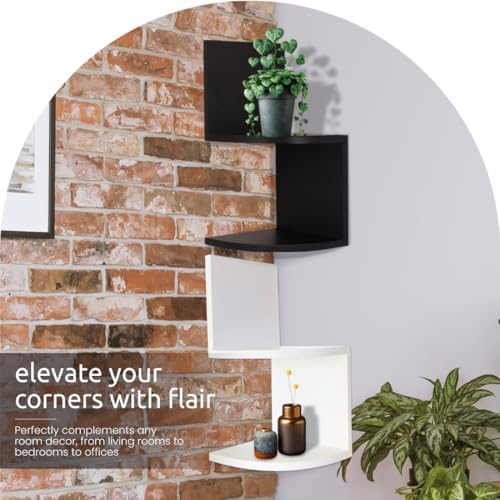 kieragrace Priva Corner Wall Shelf - Set of 2, White, 7.75" x 7.75"