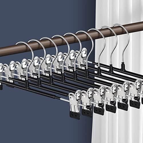 Pants Hangers with Clips Skirt Hangers 14 Inch 20 Pack, Black