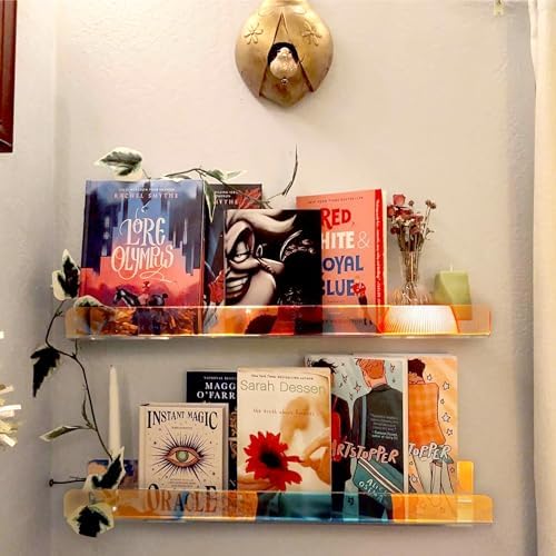 2 Pack RORKIM 36 Inch Iridescent Acrylic Floating Shelf, Kids Bookshelf