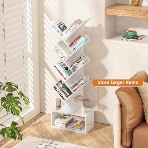 SHEEPAM 9-Tier Tree Bookshelf Floor Standing Narrow Space Storage Bookcase