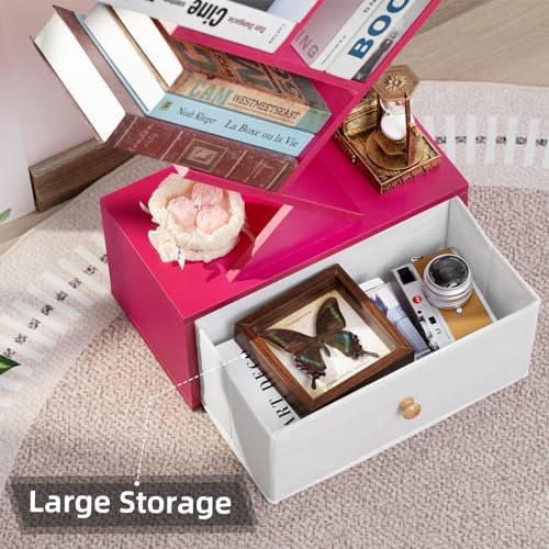 SHEEPAM 8-Tier Tree Bookshelf Floor Standing Storage Bookcase with Drawer