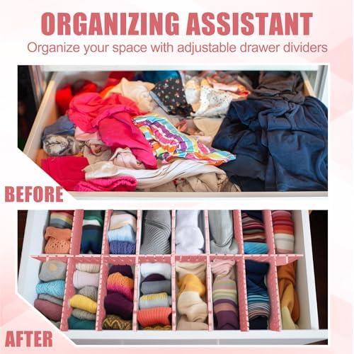 Blosssound 15 Pcs 5.12 Tall Drawer Divider, Adjustable Organizer, Pink