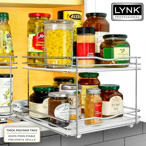LYNK PROFESSIONAL® Pull Out Spice Organization for Cabinets - 10-3/8 inch Wide – Spice Rack for Inside Cabinets, Slide O