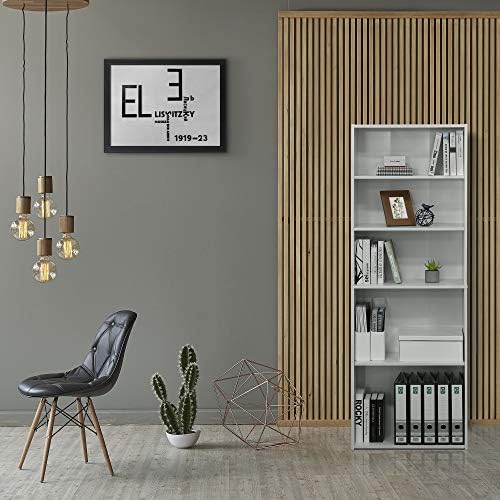 FURINNO Wright 5-Shelf Bookcase, Soft White