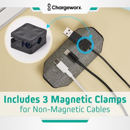Magnetic Cable Management Organizer 2Pack, Cord Holder, 6 Clips, Desk Setup
