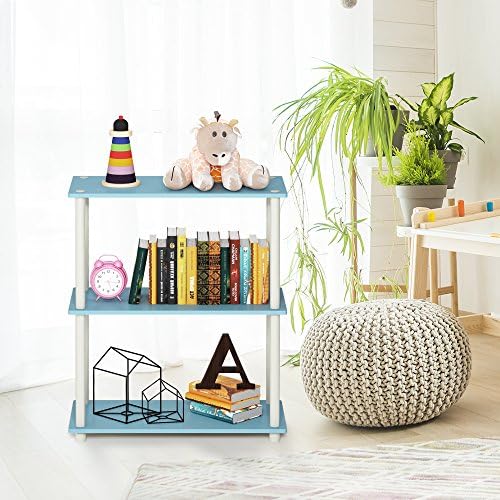 Furinno TURN-N-TUBE Storage Shelves, 3-Tier Book Shelf, Corner Shelf, Toolless Open Shelves, for Organization and Storag