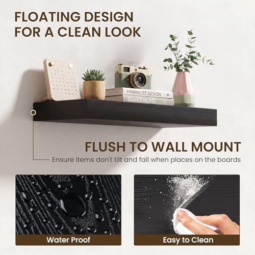 Axeman 40Inch Floating Shelves for Wall, 2 Packs, Invisible Brackets, Black