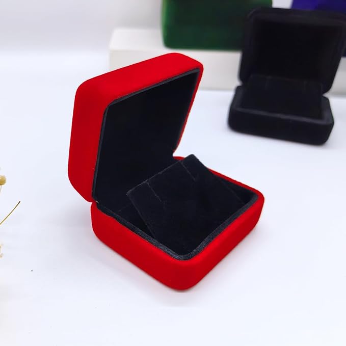 2 Pieces Velvet Earring Box,Stud Earring Gift Box,Jewelry Display Case for Proposal,Engagement,Wedding and Birthday,Red