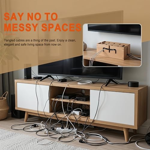 Elitzia Beechwood Cable Management Box for Home Office