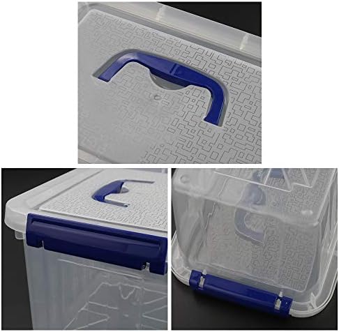 Hespama 4 Packs 6 Quart Lidded Storage Bin Box with Handle, Clear