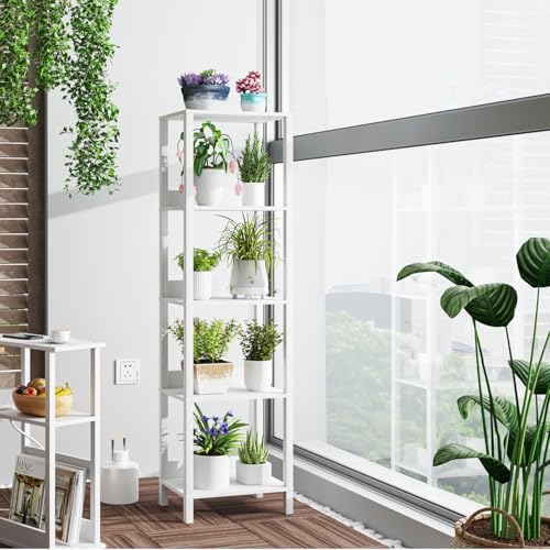 VIMBER 5-Tier Bookshelf with Anti-Fall Baffle, Tall Bookcase for Books, Garage Kit, CDs, Movies, Industrial Standing Boo